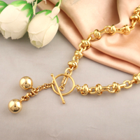 Colliers en gros plaqués or 18 carats avec fermoir à bascule, chaîne à maillons tendance avec sphères pendantes, bijoux pour femmes pour mariage et anniversaire