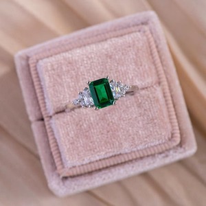 Handmade Indian Fine Jewelry Vintage Style <b>Emerald</b> Cut Engagement <b>Rings</b> Women's Sterling <b>Silver</b> Prong Setting Third Party - Product Image 5