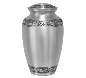 Elegant Brass Tall Cremation Urns with Silver Finished for Adults Memorial Funeral <b>Keepsake</b> Urns - Product Image 1