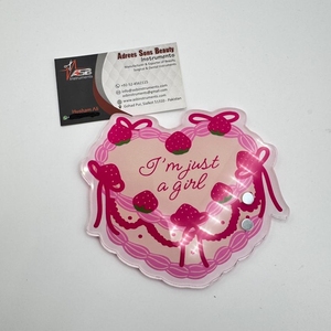 Lo último en azulejos de pestañas sostenibles I am just a Girl, pinzas de pestañas acrílicas personalizadas, azulejos de extensión de pestañas de pastel de fresa - Product Image 4