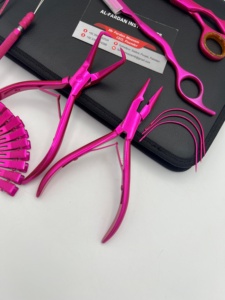 Kit Profesional de Alicates para Extensiones de Cabello, Color Rosa Metálico, Microperlas, Extensiones de Cabello Atadas a Mano, Grado Quirúrgico - Product Image 5