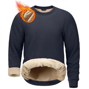 Customizable 100% Cotton Sweatshirts Sherpa Lining <b>Long</b> <b>Sleeve</b> Winter <b>Thermal</b> Sweatshirts Men's Embroidered Logo Design - Product Image 2