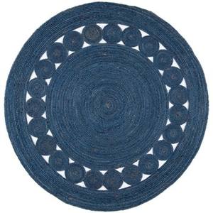 Juegos de alfombras de yute redondas tejidas a mano de Color azul elegante con acabado Natural perfecto para una decoración elegante para la sala de estar artículos de decoración del hogar - Product Image 1