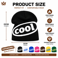 Topi kupluk rajutan akrilik jacquard custom logo grosir tanpa manset, unisex, streetwear, OEM ODM
