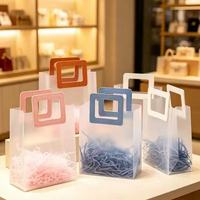 Sac en PP transparent avec poignée carrée, 4 tailles, pour fleurs, shopping, anniversaire, mariage, fête, sac cadeau en PP clair avec poignée