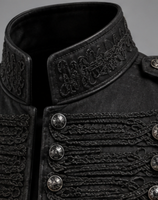 Veste en cuir noire pour homme, col montant, coupe ajustée, pour l'hiver