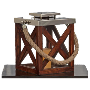 Farol de Madera Decorativo con Asa de Metal para Decoración de Iluminación del Hogar y Jardín, Faroles Colgantes - Product Image 6