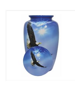 Urna de cremación de águila calva, búsqueda de la libertad Flying American Eagle Urna de cremación humana personalizada con recuerdo y bolsa de terciopelo - Product Image 1