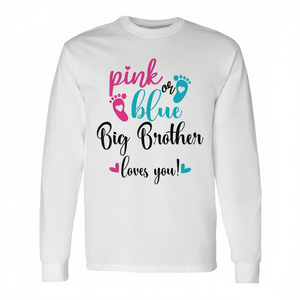 T-shirt à manches longues pour bébé « Big Brother t'aime » rose ou bleu pour révélation du sexe - Product Image 2