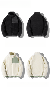 Veste coupe-vent en polaire pour homme, col montant en toile, couleur unie, poches, fermeture éclair, polaire sherpa personnalisée en usine - Product Image 6