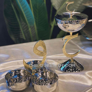 ชามตกแต่งแบบอักษรสไตล์อูรดูเคลือบทองเงาทำจากโลหะสแตนเลสที่สง่างามล่าสุด - Product Image 1