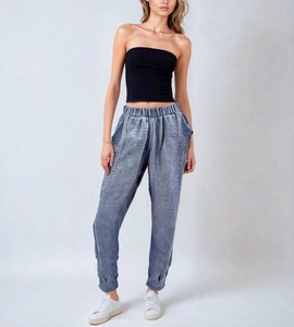 Pull on Ladies Canvas Cargo Pants Wool-Casual Streetwear Winter Flat Front - Product Image 1