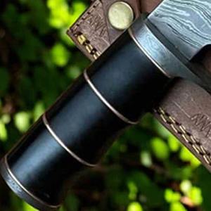 Cuchillo de Caza para Desollar, Hoja de Damasco de 4 Pulgadas y Mango de Cuerno de Búfalo, Cuchillo de Caza de Damasco Personalizable Más Vendido - Product Image 5