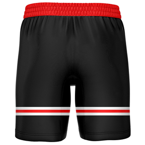 Pantalones Cortos Deportivos Negros y Rojos para Hombre, Cintura Media, Cordón Ajustable, Secado Rápido, Tejido de Poliéster, Ajuste Atlético con Bolsillos Laterales con Franjas - Product Image 3
