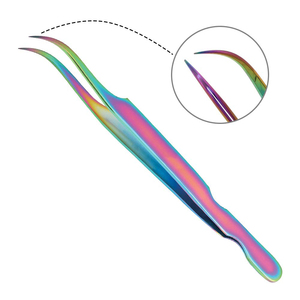 Vente en gros de pinces à cils de volume en acier inoxydable de couleur Fournisseur d'extension de cils Logo privé Outils de cils - Product Image 5