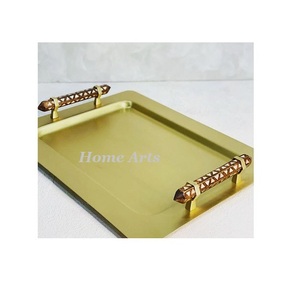 Plateau à thé et café en métal de la plus haute qualité Design tendance Plateau de service alimentaire de forme personnalisée pour les meilleures ventes - Product Image 3