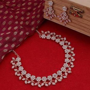 สร้อยคอสีโรสโกลด์สีขาว14kt ประดับเพชรที่ผ่านการรับรอง VVS ชัดเจน IGI เครื่องประดับเงิน - Product Image 2