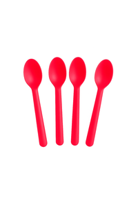 ช้อนกระดาษ155มม. ช้อนกระดาษแบบใช้แล้วทิ้งย่อยสลายได้ทางชีวภาพช้อนกระดาษสีแดงเป็นมิตรกับสิ่งแวดล้อมทนความร้อนสำหรับใช้ในกล่องใส่อาหาร - Product Image 3