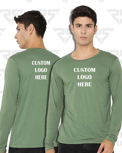 Men's Cotton Regular Fit Full Sleeves T-Shirt Custom <b>Logo</b> T shirts for men's o neck t shirts in different colours t shirts - Product Image 3