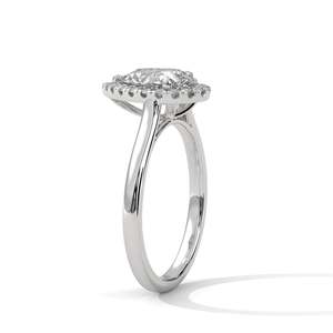 Anillo de Compromiso con Diamante de Laboratorio Corte Pera y Halo, Anillo Solitario de Oro Sólido con Diamantes de Acento, Oro Amarillo, Rosa, Blanco de 14K, 18K, 10K - Product Image 6