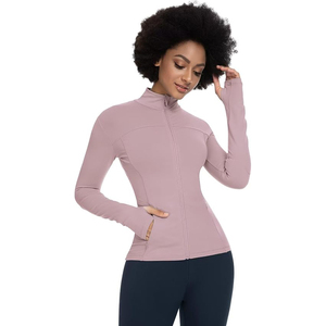 Soft Athletic Top Full Zip <b>Jacket</b> Women Lightweight Stretchy <b>Yoga</b> Wear Training Comfort Nylon Spandex Fabric - Product Image 5