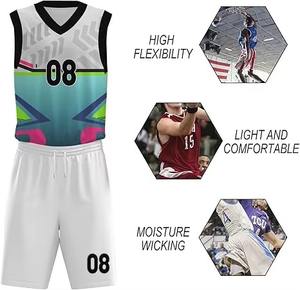 Uniforme de basket-ball pour homme sur mesure, 100% polyester, sans manches, séchage rapide, respirant, vêtements de sport, conception personnalisée OEM, taille plus - Product Image 2