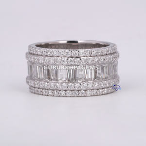 Mujeres 14kt oro blanco laboratorio cultivado diamante banda joyería VVS claridad canal conjunto Hip Hop colección boda cualquier venta al por mayor - Product Image 1