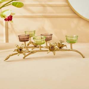 Moksha Kentan Premium Quality Multi-Tier Light Holders Glass Metal Candlestick Holder para la decoración del hogar Premium Candle Lantern - Product Image 4