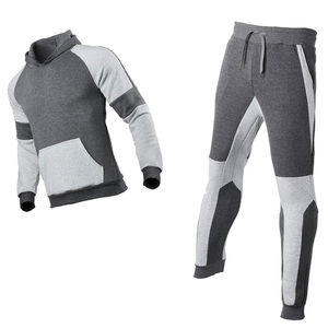 Chándal deportivo de invierno unisex, sudadera cálida, pantalones deportivos de retazos, conjunto ecológico de 2 piezas para hombre, ropa deportiva de talla grande - Product Image 5
