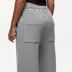 Nueva moda entrenamiento algodón francés Terry cómodo elástico cintura holgada pierna ancha mujeres gimnasio pantalones de chándal - Product Image 4