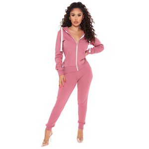 <b>Women</b> HooTracksuit Winter Knitted Solid Color Long Sleeve Full Zip up Hooded Sweatshirt <b>Jogger</b> Pants Casual Fleece <b>Set</b> - Product Image 1