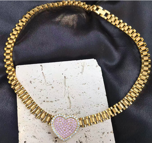 מותאם אישית אופנתית נירוסטה nuggt שרשרת יהלום מסגרת לב שרשרת אופנה נשים שרשרת תכשיטים לנשים מתנה - Product Image 6