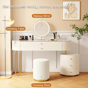 Coiffeuse en bois de haute qualité simple pour chambre à coucher Offre Spéciale Armoire de coiffeuse haut de gamme personnalisée en gros pour salle d'eau coiffeuse blanche - Product Image 4