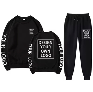 Hombres DIY transpirable cuello redondo sudadera pantalones de chándal logotipo personalizado sudaderas con capucha pantalones 2 unids/set Fitness Tops Joggers chándales de talla grande - Product Image 5