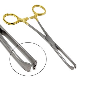 Fórceps de tejido Allis de grado O.R Premium, instrumento quirúrgico de 9X10 dientes, mango dorado, precio razonable, las mejores ventas - Product Image 6