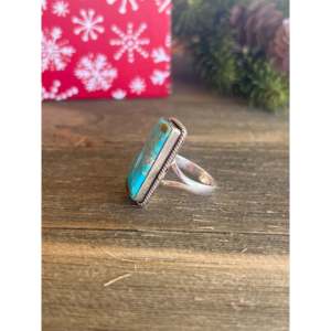 Bague artisanale en argent sterling avec turquoise Mohave Kingman, taille 8.75, fabriquée au sud-ouest - Product Image 4
