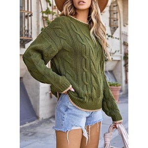 สเวตเตอร์ถักไซส์ใหญ่พิเศษของผู้หญิงเสื้อสเวตเตอร์แบบสวมหัวทรงหลวมโรงงาน - Product Image 3