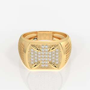 Bague pour homme en or jaune 18 carats avec diamant de laboratoire, design classique et opulent - Product Image 1
