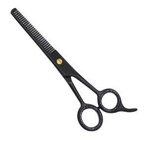 Ciseaux à effiler professionnels de qualité supérieure, couleur noire, parfaitement équilibrés, en acier inoxydable, manche en plastique, outil de beauté tranchant - Product Image 1