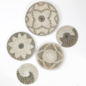 Cestas decorativas únicas de algas marinas de paja DIY, cesta de rafia tejida minimalista, tipo decorativo para el arte de la pared - Product Image 6