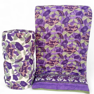 Edredón de algodón 100% de lujo, edredón Floral Jaipuri, bloque de mano impreso para inviernos ligeros, tamaño King y cama doble, estilo indio AC - Product Image 1