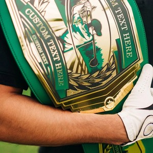 Custom New Design Championship <b>Belt</b> High Quality Material Championship <b>Wrestling</b> Green Leather Gold Color Strap <b>Belt</b> With Metal - Product Image 2