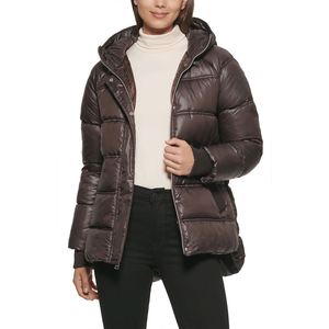 Veste matelassée réversible unisexe en polyester brillant chauffante avec logo personnalisé, idéale pour l'hiver, grandes tailles, vente en gros - Product Image 1