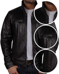 Veste à capuche classique à col montant en cuir de vache vieilli vintage pour hommes, style rue haute avec fermeture à glissière sur le devant - Product Image 4