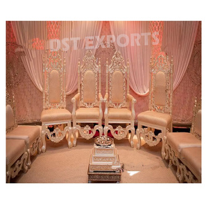 Indian Wedding Mandap <b>Silver</b> <b>Chairs</b> Wedding Mandap Wooden Carved <b>Silver</b> <b>Chairs</b> Hindu Wedding Royal Mandap <b>Chair</b> Set For Marriage - Product Image 2