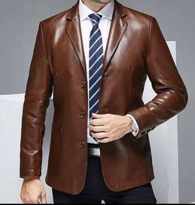 Leather <b>Blazer</b> Clean Style Comfortable Cut Custom Branding Choice for Mens Fashion Layering Office Wear and <b>Smart</b> Outfits - Product Image 6