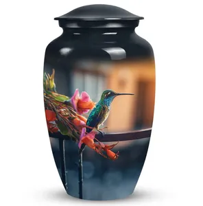 Urne funéraire grande taille pour cendres crémées, modèle Colibri Bleu Balcon - Product Image 1