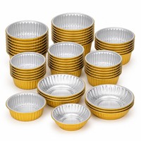 Barquette ronde en aluminium doré de qualité alimentaire, jetable, pour la cuisson et la livraison à emporter