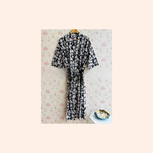 Robe kimono d'été en coton avec imprimé floral en mousseline pour printemps automne hiver - Product Image 6