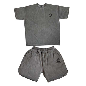 Ensemble pour hommes t-shirt short 2 pièces été impression complète grande taille sport gym streetwear vêtements survêtements personnalisés en coton pour hommes - Product Image 1